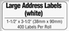 Brother DK1208 White Large Address Labels 1.4" x 3.5" (38mm x 90.3mm) (400 Labels)(Pack of 2)