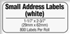 Brother DK1209 White Small Address Labels 1.1" x 2.4" (28.9mm x 62mm) (800 Labels)