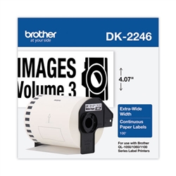 Brother DK2246 Continuous Black on White Paper Tape 4.07"x 100' (103mm x 30.4m) (Pack of 2)