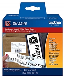Brother DK2246 Continuous Black on White Paper Tape 4.07"x 100' (103mm x 30.4m)