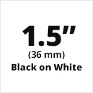 Brother HGE2615PK Black on White HGe Tape with Standard Adhesive 36mm x 8m (1 1/2" x 26'2") Pack of 5