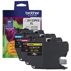 Brother LC30133PKS ( LC-30133PKS ) OEM Colour High Yield Inkjet Cartridges, Combo Pack