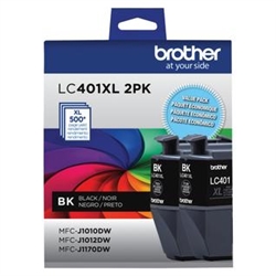 Brother LC401XL2PKS ( LC-401XL2PKS ) OEM Black High Yield Ink Cartridge (Pack of 2)
