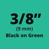 Brother M721 Black On Green Non-Laminated Tape 9mm x 8m (3/8" x 26'2")