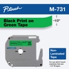 Brother M731 Black on Green Non-Laminated Tape 12mm x 8m (1/2" x 26'2" long)