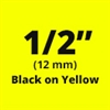 Brother MK631 Black on Yellow Non-Laminated Tape 12mm x 8m (1/2" x 26'2" long)