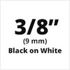 Brother TC20Z1 Black on White Laminated Tape 9mm x 7.5m (3/8" x 25' long)
