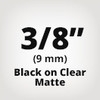 Brother TCMOZ Black on Clear Matte Laminated Tape 9mm x 7.5m (3/8" x 25' long)