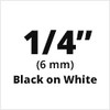Brother TX2111 Black on White Laminated Tape for Indoor and Outdoor Use 6mm x 15m (1/4" x 50') 