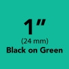 Brother TX7511 Black on Green Laminated Tape for Indoor and Outdoor Use 24mm x 8m ( 1" x 26'2") 