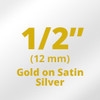 Brother TZeMQ934 Gold on Satin Silver Laminated Tape 12mm x 5m (1/2" x 16'4")