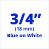 Brother TZe243 Blue on White Laminated Tape for Indoor and Outdoor Use 18mm x 8m (3/4" x 26'2") 