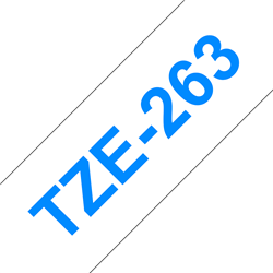 Brother TZe263 Blue on White Laminated Tape for Indoor and Outdoor Use 36mm x 8m (1 1/2" x 26'2") 