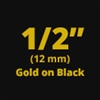 Brother TZe334 Gold on Black Laminated Tape for Indoor and Outdoor Use 12mm x 8m (1/2" x 26'2") 