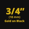 Brother TZe344 Gold on Black Laminated Tape for Indoor and Outdoor Use 18mm x 8m (3/4" x 26'2") 