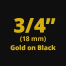 Brother TZe344 Gold on Black Laminated Tape for Indoor and Outdoor Use 18mm x 8m (3/4" x 26'2") 