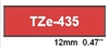 Brother TZe435 White on Red Laminated Tape for Indoor and Outdoor Use 12mm x 8m (1/2" x 26'2") 