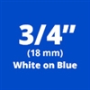 Brother TZe545 White on Blue Laminated Tape for Indoor and Outdoor Use 18mm x 8m (3/4" x 26'2") 