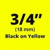 Brother TZe641 Compatible Black on Yellow Laminated Tape for Indoor and Outdoor Use 18mm x 8m (3/4" x 26'2") 