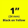 Brother TZe651 Compatible Black on Yellow Laminated Tape for Indoor and Outdoor Use 24mm x 8m ( 1" x 26'2") 