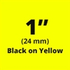 Brother TZe651 Black on Yellow Laminated Tape for Indoor and Outdoor Use 24mm x 8m ( 1" x 26'2") 