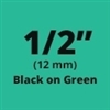 Brother TZe731 Compatible Black on Green Laminated Tape for Indoor and Outdoor Use 12mm x 8m (1/2" x 26'2") 