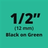 Brother TZe731 Black on Green Laminated Tape for Indoor and Outdoor Use 12mm x 8m (1/2" x 26'2") 