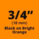 Brother TZeB41 Black on Fluorescent Orange Laminated Tape for Indoor and Outdoor Use 18mm x 5m (3/4" x 16'4") 
