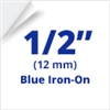 Brother TZeFA3 Blue on White Fabric Iron On Tape 12mm x 3m (1/2" x 9'8")