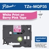 Brother TZeMQP35 White Print on Berry Pink Laminated Tape for Indoor and Outdoor Use 12mm x 5m (1/2" x 16'4")