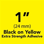 Brother TZeS651 Black on Yellow Laminated Tape with Extra Strength Adhesive 24mm x 8m (1" x 26'2")