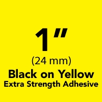 Brother TZeS651 Black on Yellow Laminated Tape with Extra Strength Adhesive 24mm x 8m (1" x 26'2")