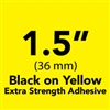 Brother TZeS661 Black on Yellow Laminated Tape with Extra Strength Adhesive 36mm x 8m (1 1/2" x 26'2")