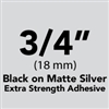 Brother TZeS941 Black on Matte Silver Laminated Tape with Extra Strength Adhesive 18mm x 8m (3/4" x 26'2")