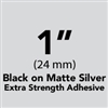 Brother TZeS951 Black on Matte Silver Laminated Tape with Extra Strength Adhesive 24mm x 8m (1" x 26'2")