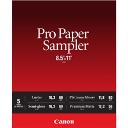 Canon Pro Paper Sample Pack 8.5" x 11" Sheets (5 Sheets of Each Paper Type: Luster Paper, Semi-Gloss Paper, Platinum Glossy Paper, Premium Matte Paper) ( 8657B020