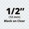 Dymo LT Compatible Plastic Labels Black on Clear 1/2" x 13' (12mm x 4m) - 16952