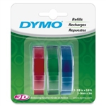 Dymo LT Plastic Labels White on Blue/Green/Red 3-Pack 3/8" x 9'5" (9mm x 3m) - 1741671