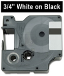 Dymo IND Vinyl Labels White on Black 3/4" x 18' (19mm x 5m)  - 1805436