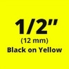 Dymo IND Heat-Shrink Tube Black on Yellow 1/2" x 5' (12mm x 1m) - 18056 / S0718310