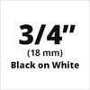 Dymo IND Heat-Shrink Tube Black on White 3/4" x 5' (19mm x 1m) - 18057