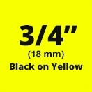 Dymo IND Heat-Shrink Tube Black on Yellow 3/4" x 5' (19mm x 1m) - 18058 / S0718340