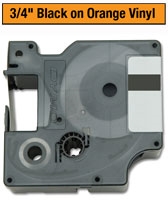 Dymo IND Vinyl Labels Black on Orange 3/4" x 18' (19mm x 5m)  - 18436 / S0718500