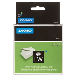 Dymo LW Address Labels, 2-up 1 1/8" x 3 1/2" (28mm x 89mm) - 30253