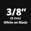 Dymo LT Embossing Labels White on Black 3/8" (9mm) - 520109