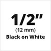 Dymo LT Compatible Plastic Labels Black on White 1/2" x 13' (12mm x 4m) - 91331