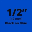 Dymo LT Plastic Labels Black on Blue 1/2" x 13' (12mm x 4m) - 91335