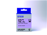 Epson LabelWorks LK 1/2" (12mm) x 16' (5m) Black on Lavender Ribbon Tape - LK-42BK