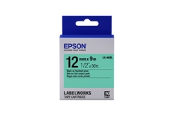 Epson LabelWorks LK 1/2" (12mm) x 30' (9m) Black on Pearlized Green Tape - LK-4GBL