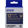 Epson LabelWorks LK 1/2" (12mm) x 16' (5m) Gold on Navy Ribbon Tape - LK-4HKK